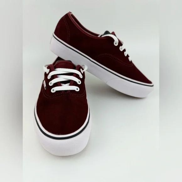 Vans Off The Wall Suede Burgundy Sneakers, Unisex Size Men's 8.0 / Women's 9.5 - Picture 11 of 15